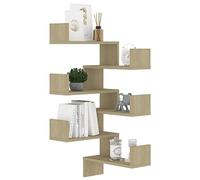 Tidyard Étagère Murale d'angle Étagère Suspendue Étagère de Présentation pour Salon, Chambre à Coucher ou Cuisine 2 pcs Chêne Sonoma 40x40x50 cm