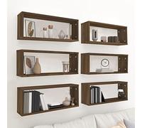 Tidyard Étagères Murales Cube Organisateurs de Stockage Cube pour Salon ou Chambre à Coucher 6 pcs Chêne Marron 60x15x23 cm Bois