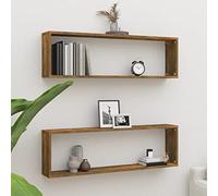 Tidyard Étagères murales cubiques 2 pcs Chêne fumé 100x15x30 cm Tablette Flottante, Étagères Murale de Rangement Suspendue pour Salon, Salle de Bain, Chambre, Couloir, Cuisine, Bureau