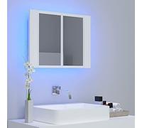 Tidyard Gecheer Armoire à Miroir LED Salle de Bain - Éclairage RVB, Rangement Intérieur, Blanc, Bois & Acrylique