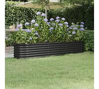 Tidyard Jardinière Acier Enduit de Poudre, Robuste et Durable, Résistant aux Intempéries, avec Suffisamment d'Espace pour Les Plantes, Légumes, Herbes et Fleurs, 224x40x36 cm Anthracite
