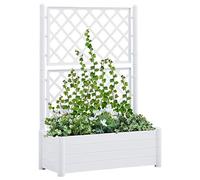 Tidyard Jardinière avec Treillis Bac à Fleurs Extérieur Lit Surélevé de Jardin 100x43x142 cm PP Blanc