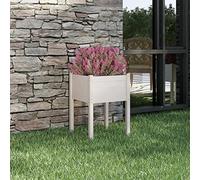 Tidyard Jardinière/Lit Surélevé Bois de Pin Massif, offrant Un Espace Suffisant pour Les Plantes/Les Fleurs, Style Naturel, Résistant aux intempéries, Blanc 50x50x70 cm