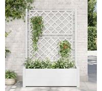 Tidyard Jardinière surélevée avec treillis 90L, résistante aux intempéries, idéale pour plantes grimpantes - Blanc
