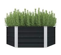 Tidyard Jardinière surélevée en acier galvanisé - Grand espace, drainage optimal, facile à monter - Anthracite - 129 x 129 x 45 cm