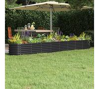 Tidyard Jardinière, vase, lit surélevé, jardinière, terrasse, terrasse, en acier, métal, anthracite, 332 x 40 x 36 cm, lit de culture surélevé, planteur d'extérieur, grand planteur