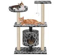 Tidyard Jouet pour Chat/Arbre à Chat/Griffoir Chat - Construction Solide - 95 cm Gris Motif de Pattes