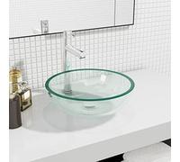 Tidyard Lavabo en Verre trempé Vasque de Salle de Bain ou Toilette Lavabo à Poser évier de Cuisine 35x12 cm Transparent