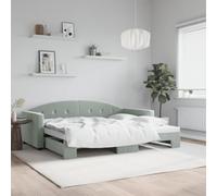 Tidyard Lit de Jour avec Gigogne Gris Clair 90x200 cm Velours, Cadre à Plateforme, Banquette Canapé-lit, Convertible de Repos pour Chambre et Salon Style B