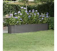 Tidyard Lit surélevé de Jardin Acier Enduit de Poudre 224x40x36 cm Gris Bac de Plantation pour Cultiver Fleurs, Herbes, Plantes, Extérieur Jardinière Potager pour Terrasse Balcon