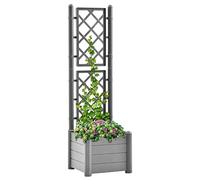 Tidyard Lit surélevé, jardinière, de jardin, grillé, avec treillis, râpe, irrigation, en plastique, planteur grillé avec treillis, jardinière de jardin, terrasse, balcon en plastique