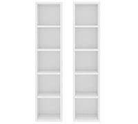 Tidyard Lot de 2 étagères à livres en panneau de particules de qualité supérieure - 21 x 16 x 93,5 cm - Avec 5 compartiments - Blanc
