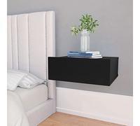 Tidyard Lot de 2 étagères murales avec tiroir de table de chevet en aggloméré pour chambre à coucher, 40 x 30 x 15 cm, couleur noire