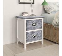 Tidyard Lot de 2 Pcs Table de Chevet/Table de Nuit/l'Armoire de Chevet avec 2 Tiroirs Gris et Blanc 38 x 28 x 45 cm