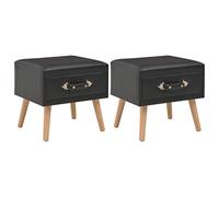 Tidyard Lot de 2 Tables de Chevet (avec tiroir) en Similicuir Style Moderne Noir 40x35x40 cm