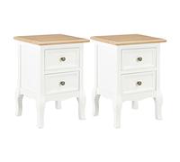 Tidyard Lot de 2 tables de chevet modernes en MDF blanc avec 2 tiroirs, table de chevet avec tiroirs, table de chevet pour chambre à coucher, table de chevet design, commode moderne, 35 x 30 x 49 cm