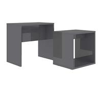 Tidyard Lot de 2 tables, tables de salon, modernes, superposables, en aggloméré, gris brillant, tables latérales modernes, tables de table basse