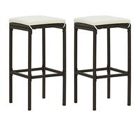 Tidyard Lot de 2 tabourets, chaises, de bar, hauts, de jardin, extérieur, patio, en polyrotin, marron, 38 x 38 x 76 cm, chaises, tabourets de bar, de cuisine, hauts polyrotin, chaises de bar, chaises