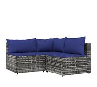 Tidyard Lot de 3 canapés de jardin avec coussins en polyrotin gris, canapé, canapés, canapés d'angle + 2 canapés centraux, design modulaire, combinables avec d'autres segments modulaires