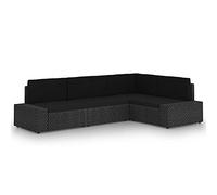 Tidyard Lot de 4 canapés de jardin avec coussins en polyrotin noir c