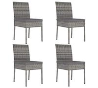 Tidyard Lot de 4 Chaises de Salle à Manger de Jardin Chaise d’extérieur en Résine tressée Gris