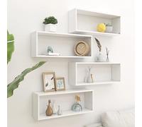 Tidyard Lot de 4 étagères murales en forme de cube Blanc 60 x 15 x 23 cm en aggloméré, dimensions murales, étagères murales, étagères murales, étagères pour chambres, étagère murale