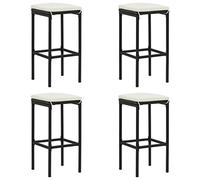 Tidyard Lot de 4 tabourets, chaises, de bar, hauts, de jardin, extérieur, patio, en polyrotin, noir, 38 x 38 x 76 cm, chaises, tabourets de bar, de cuisine, hauts polyrotin, chaises de bar, chaises de