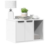 Tidyard Meuble de bac à litière pour Chat Blanc Bois d'ingénierie, Maison de Toilettes Cache-litière, Table d’Appoint Meubles Cachés Bac à Litière Niche pour Chat, Salon, Chambre Style A