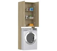 Tidyard Meuble pour Machine à Laver Armoire de Salle de Bains Meuble pour Lave-Linge 2 Portes et 3 Compartiments Chêne Sonoma 64x25,5x190 cm