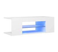 Tidyard Meuble TV avec LED Meuble TV de Salon Blanc 90x39x30 cm