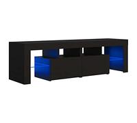 Tidyard Meuble TV avec lumières LED,pour Salle de Séjour,Salon et Chambre à Coucher etc,Noir 140x35x40cm