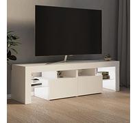 Tidyard Meuble TV avec lumières LED, Support de Télévision, Meuble TV Bas avec LED Blanc 140x35x40 cm
