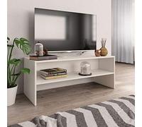 Tidyard Meuble TV en Aggloméré Design Elégant Blanc 100 x 40 x 40 cm