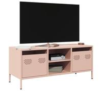 Tidyard Meuble TV Industriel Robuste en Acier Laminé à Froid, Grand Espace de Rangement, Couleur Rose - 101,5 x 39 x 43,5 cm
