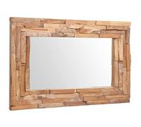 Tidyard Miroir Décoratif Teck 90 x 60 cm Rectangulaire Montage Mural Miroir, Miroir Cosmétiques de Vanité Muraux pour Salle de Bain, Salon, Chambre, Dressing, Couloir, Mur, Entrée