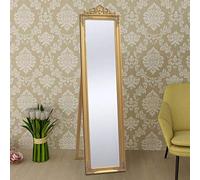 Tidyard Miroir Magnifique sur Pied en Bois pour Couloir/Chambre/Dressing/Placard Style Baroque Doré 160 X 40 cm