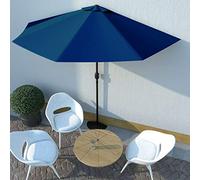 Tidyard Parasol de Balcon Parasol de Jardin Demi Mât en Aluminium Bleu 300x150x253 cm