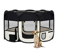 Tidyard Parc Pliable pour Chien avec Sac de Transport, Noir, 145x145x61cm