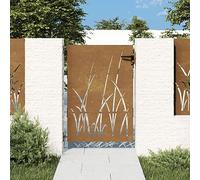 Tidyard Portail de Jardin Portail en Acier Porte de Clôture Portillon de Jardin 85x125 cm Acier corten Conception d'herbe