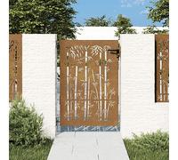 Tidyard Portail de Jardin Portail en Acier Porte de Clôture Portillon de Jardin 85x125 cm Acier corten Design de Bambou