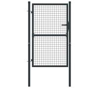 Tidyard Portail en Maille de Jardin Acier Galvanisé 100 x 175 cm Gris, Portillon de Jardin, Porte de Jardin, Porte de Clôture Décorative pour Exterieur