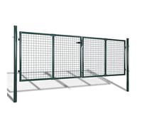 Tidyard Porte en maille pour jardin en acier avec 3 clés et vis à charnière pour plus d'intimité ou de sécurité, porte pour clôture murale, porte 289 x 75 cm, total 306 x 125 cm, vert foncé