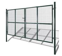 Tidyard Porte en maille pour jardin en acier avec 3 clés et vis à charnière pour plus d'intimité ou de sécurité, porte pour clôture murale, porte 289 x 200 cm, total 306 x 250 cm, vert foncé