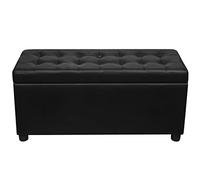 Tidyard Pouf de Rangement Cuir synthétique Noir Banc d'entrée, Banc à Chaussures Coffre de Rangement Intérieur pour Entrée, Couloir, Chambre, Salon et Bout de Lit
