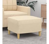 Tidyard Repose-Pied de Salon Repose-Pied en Tissu pour Canapé ou Fauteuil Inclinable Crème 60x50x41 cm