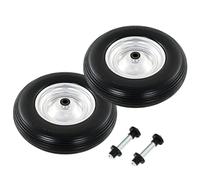 Tidyard Roue de brouette avec axe 2 pcs PU Solide 4.00-8 390 mm Caoutchouc Pneus de Remplacement Increvable Compatible pour Camions Sacs, Chariots Roue, Remorque