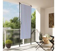 Tidyard Store Roulant d'extérieur Bleu et Blanc 120x270 cm Tissu Acier, Store à Enroulement Protection de La Vie Privée pour Fenêtre, Intérieur et Extérieur