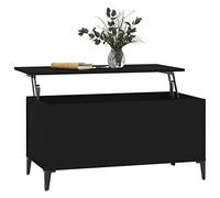 Tidyard Table Basse Bout de Canapé Design à Plateau Relevable Table d'appoint Table de Salon en Bois Noir 90x44,5x45 cm Bois d'ingénierie