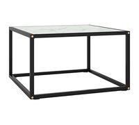 Tidyard Table basse, café, thé, de salon, design moderne, en verre trempé, blanc et acier noir, 60 x 60 x 35 cm, table de salon en verre, table basse en verre, table basse en verre