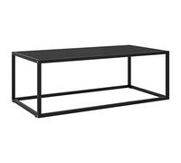 Tidyard Table basse, café, thé, de salon, design moderne, en verre trempé et acier noir, 100 x 50 x 35 cm, table de salon en verre, table basse en verre, table basse en verre